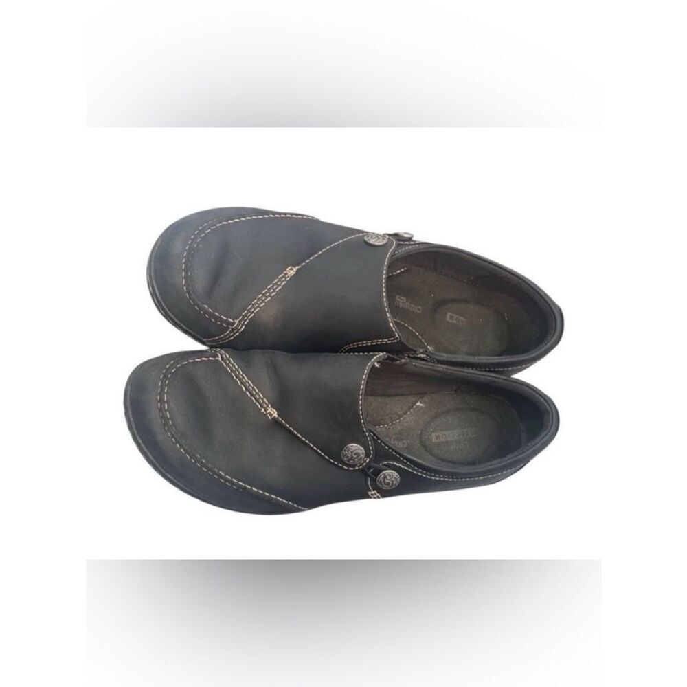 Clarks Womens SZ  9.5 Ashland Lane Q Black Leather Slip On Loafers shoes